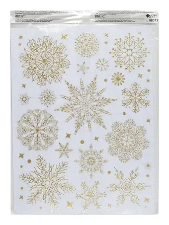 Новогоднее оконное украшение Золотые узоры (40х30)