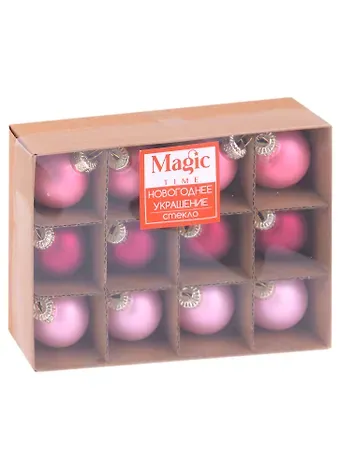 Набор елочных шаров Розовые оттенки (12 шт) (стекло) (3см)