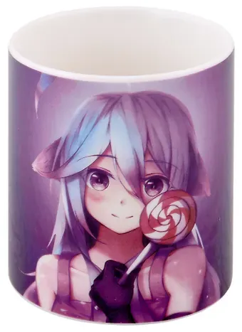 Кружка Аниме Девушка с леденцом (Сёдзё) (белая) (керамика, деколь) (330мл) (коробка)