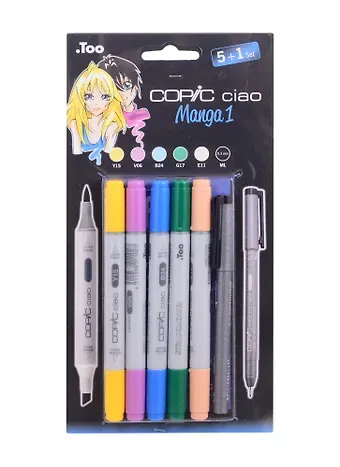 Набор маркеров Copic Ciao манга 1 5цв + мультилинер 0.3мм