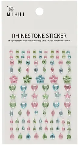 Стразы самоклеящиеся ассорти зеленый микс