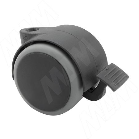 RINO Опора колесная, прорезиненное колесо, D50 мм, со стопором, серая (CST16 BR)