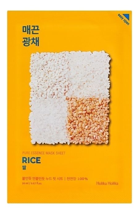 Успокаивающая тканевая маска для лица с экстрактом риса Pure Essence Mask Sheet Rice 20мл: Маска 1шт лосьон для лица momotani увлажняющий лосьон с экстрактом риса