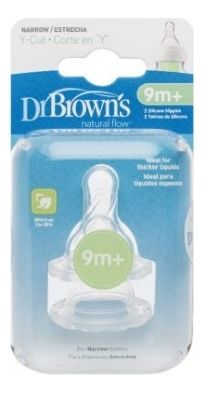 Соски силиконовые к бутылочкам с узким горлышком Y-разрез, для густых жидкостей Natural Flow 2шт