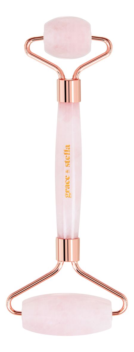 Роллер-массажер для лица двусторонний из натурального розового кварца Rose Quartz Facial Roller