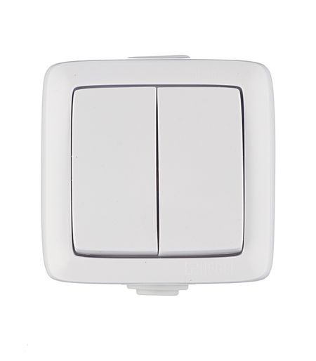 Выключатель Hegel Alfa двухклавишный накладной белый (ВА10-251)