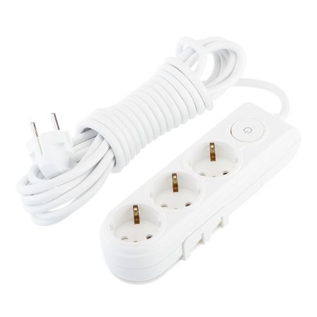 Удлинитель Makel 3 розетки 5 м ПВС 3х1 кв.мм 16 А 2,2 кВт с кнопкой белый (N3310063) универсальный вращающийся удлинитель для смесителя