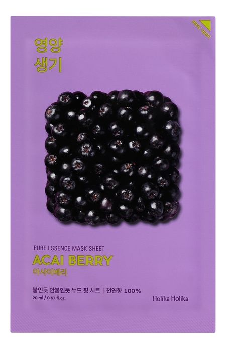 Витаминизирующая маска для лица с экстрактом ягод асаи Pure Essence Mask Sheet Acai Berry 23мл: Маска 1шт
