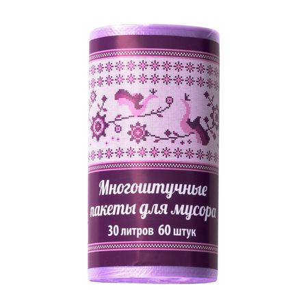 Мешки для мусора Узоры Чистоты с ушками 30 л 60 шт
