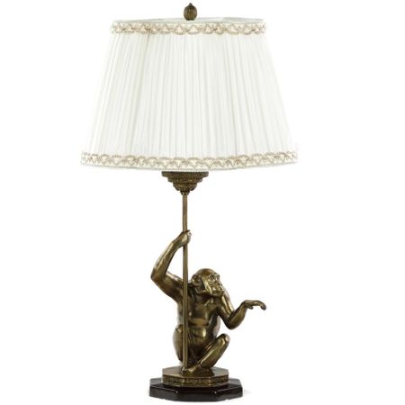 Светильник Glasar с абажуром и бронзовой обезьяной в основании 43х43х61см копия бронзовой монеты кипр полупиастры эдвард vii 1908 года