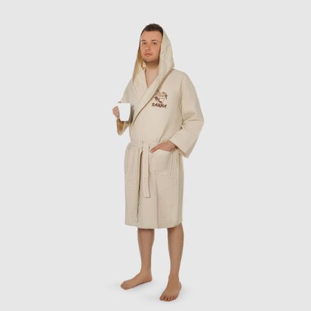 Халат мужской Asil Sauna Brown XXXL вафельный с капюшоном килт вафельный asil sauna beige 55х160 см