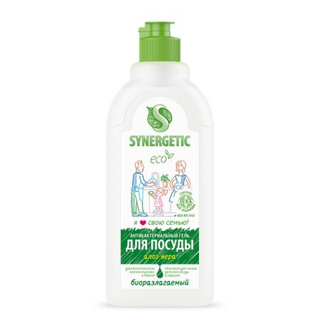 Средство для мытья посуды Synergetic антибактериальное, с ароматом алоэ, 0,5 л