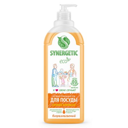 Средство для мытья посуды Synergetic антибактериальное, с ароматом апельсина, 1 л