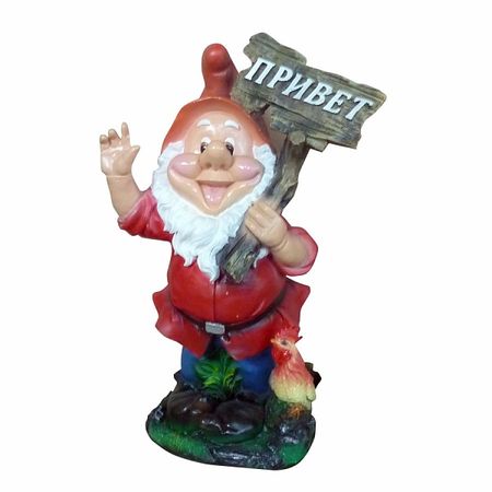 Фигура садовая Гном с петухом h-61 Тпк полиформ