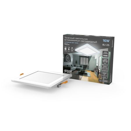 Светильник Gauss Backlight BL125 Квадрат.12+4W, LED 4000K, 960лм,190х190x31мм,Ø170, 1/20 gls глс липотропный фактор капс 180