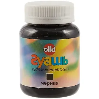 Гуашевая чёрная краска olki, 100 мл