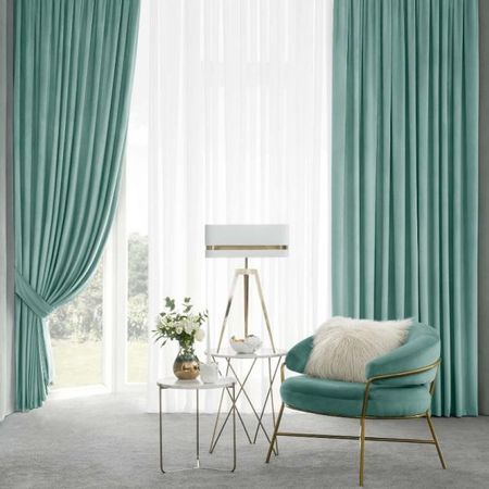 Комплект штор с подхватами Togas Алессио бирюзовые 260х275 см