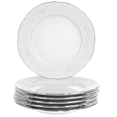 Набор тарелок Concordia Bernadotte декор Деколь отводка платина 19 см 6 шт