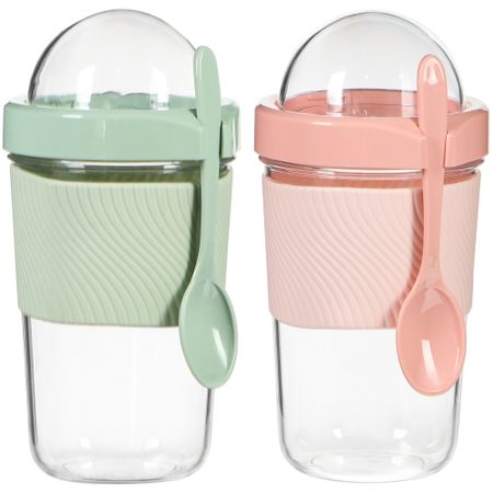 Контейнер для мюсли с ложечкой Mercanlar Orbit 600 мл в ассортименте батончик мюсли леовит с яблоком и семя льна 30 г