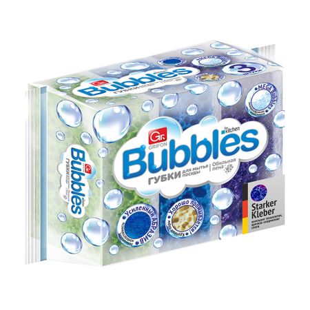 Губка Grifon Bubbles для посуды поролоновая 3 шт