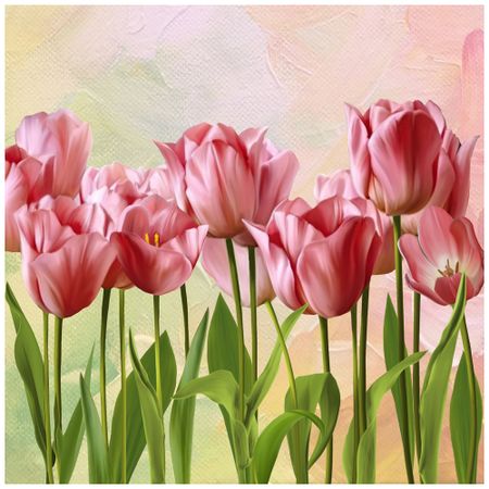 Салфетки бумажные Bulgaree green 3-х слойные Тюльпаны 33x33 см 20 шт