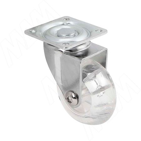 Опора колесная, D50 мм, без стопора, с площадкой, прозрачное колесо (CST70) опора двухколесная с винтом m8 d40 мм без стопора   ок 40 2 k