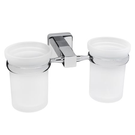 Подстаканник двойной, стекло WasserKraft прозрачный с серебряным (6528D)