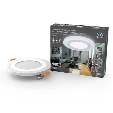 Светильник Gauss Backlight BL117 Кругл. Акрил, 6+3W, LED 4000K, Ø145, 1/40 gls глс липотропный фактор капс 180