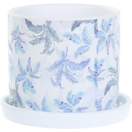 Горшок цветочный с поддоном In color листья и белые голуби d 16 см папка для свидетельства о заключении брака белые голуби а4