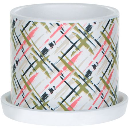 Горшок для цветов In color в полоску с поддоном диаметр 16 см глобус зоогеографический диаметр 21 см