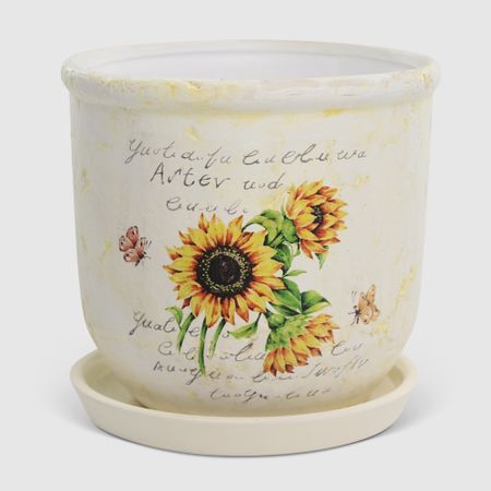 Горшок для цветов Fujian Jianteng Подсолнух c поддоном 18х18х16 см