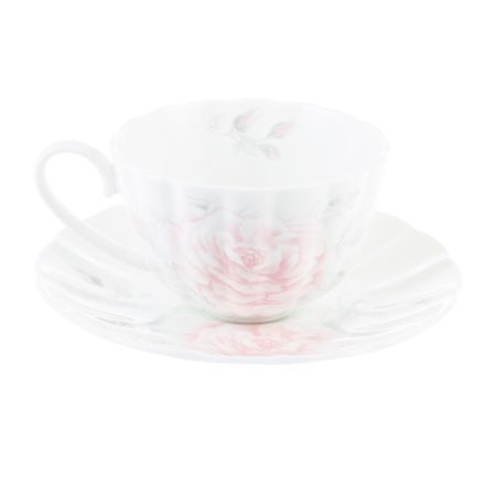 Чашка чайная 300 мл с блюдцем белая шиповник Hatori 2 пары угольных щеток для dremel 3000 200