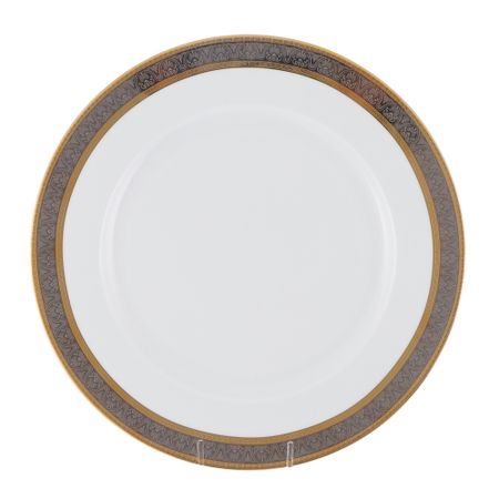Блюдо круглое мелкое 30 см Thun1794 декор широкий кант платина, золото