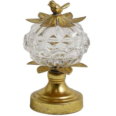 Конфетница с птичкой Glasar 15x15x25см