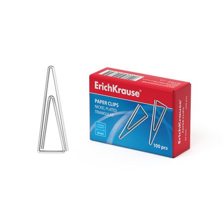 Скрепки Erich Krause металлические никелированные треугольные 3,2 см