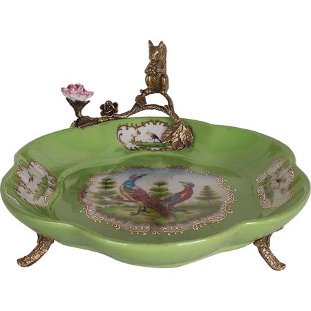 Блюдо Glasar с белкой 26x21x13 см зеленый