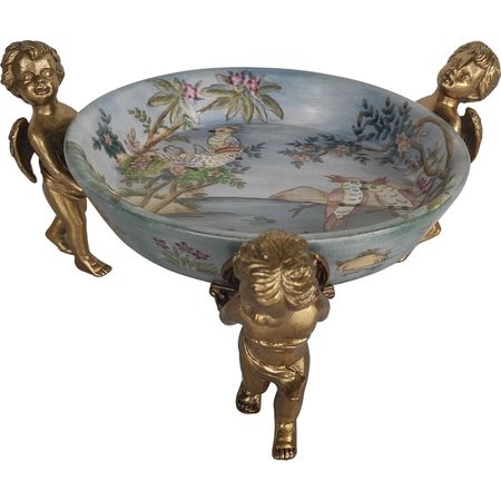 Блюдо Glasar на ангелах 22x22x11 см голубой