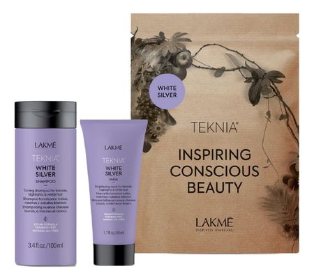 Набор для нейтрализации желтого оттенка волос Teknia White Silver (тонирующая маска 50мл + тонирующий шампунь 100мл)