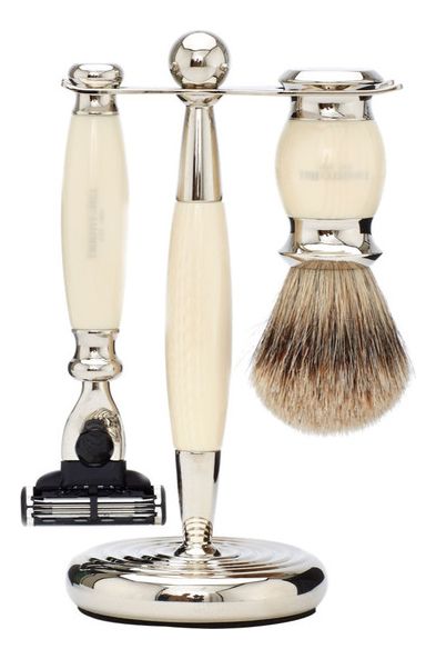 Набор Edwardian Faux Ivory: Badger Brush Mach III Razor Stand (кисть для бритья + станок Mach III + подставка) слоновая кость подставка для микроскопа eakins microscope camera working stand
