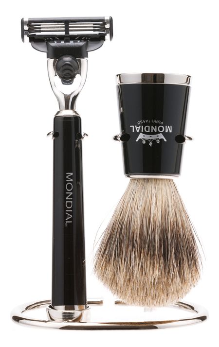 Набор (бритва Mach3 Turbо + помазок + подставка) цвет черная смола