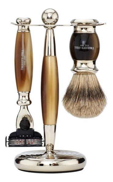 Набор Edwardian Faux Horn: Badger Brush Mach III Razor Stand (кисть для бритья + станок Mach III + подставка) рог подставка для микроскопа eakins microscope camera working stand