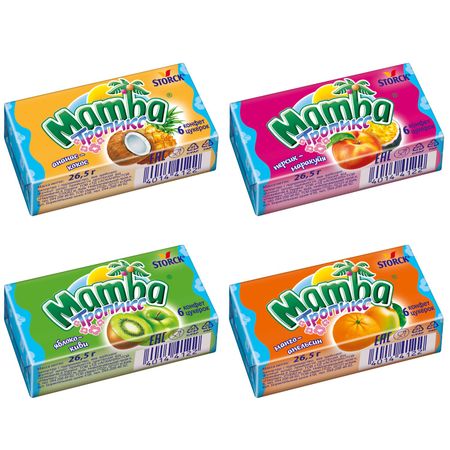 Жевательная конфета Mamba тропикс в ассортименте, 26,5 г