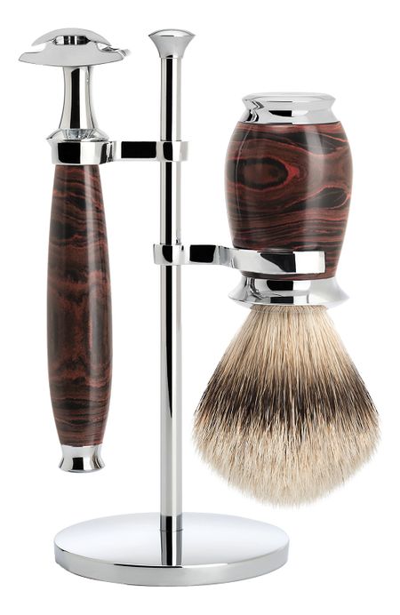 Набор Эбонит Purist S 091 E 58 SR (помазок барсучий ворс высшей категории Silvertip + T-образная бритва) барсукор барсучий жир капс 100