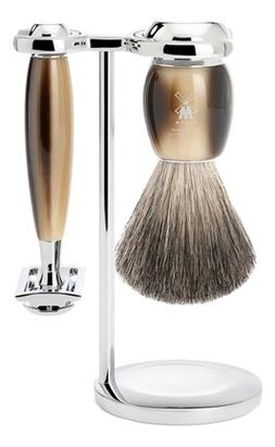 Набор Смола, цвет рога Intro Vivo (помазок натуральный барсучий ворс + T-образная бритва) барсукор барсучий жир капс 100