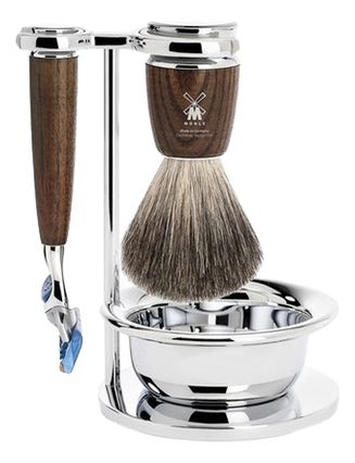 Набор Ясень Intro Rytmo (помазок натуральный барсучий ворс + бритва Fusion + чаша) барсукор барсучий жир капс 100