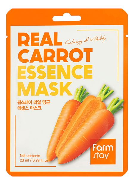 Тканевая маска для лица с экстрактом моркови Real Carrot Essence Mask 23мл: Маска 1шт