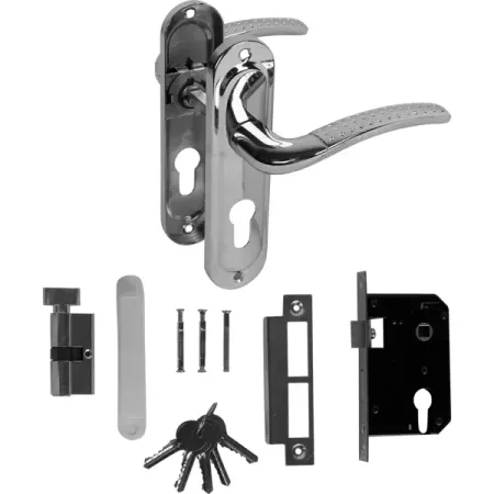 Замок врезной с дверными ручками на планке Inspire глянцевый хром