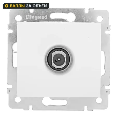 Розетка телевизионная Legrand Valena оконечная цвет белый розетка 1 пост legrand valena с з шторки алюминий