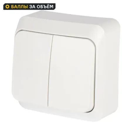 Выключатель накладной Systeme Electric Этюд 2 клавиши цвет белый