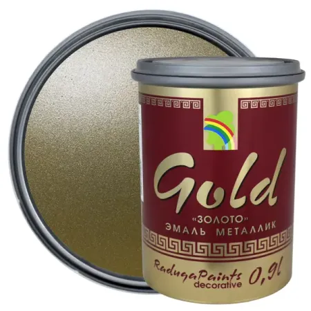 Эмаль акриловая Радуга глянцевая золотой металлик Р-117 0.9 л